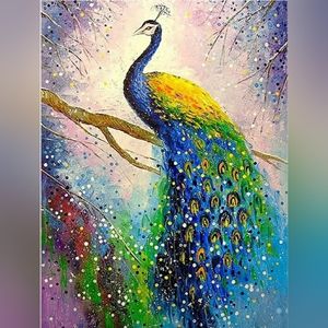 Colorful Male Peacock Diamond Dot Painting